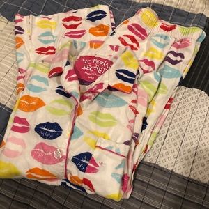 Pajama set. Pants and long sleeve button top